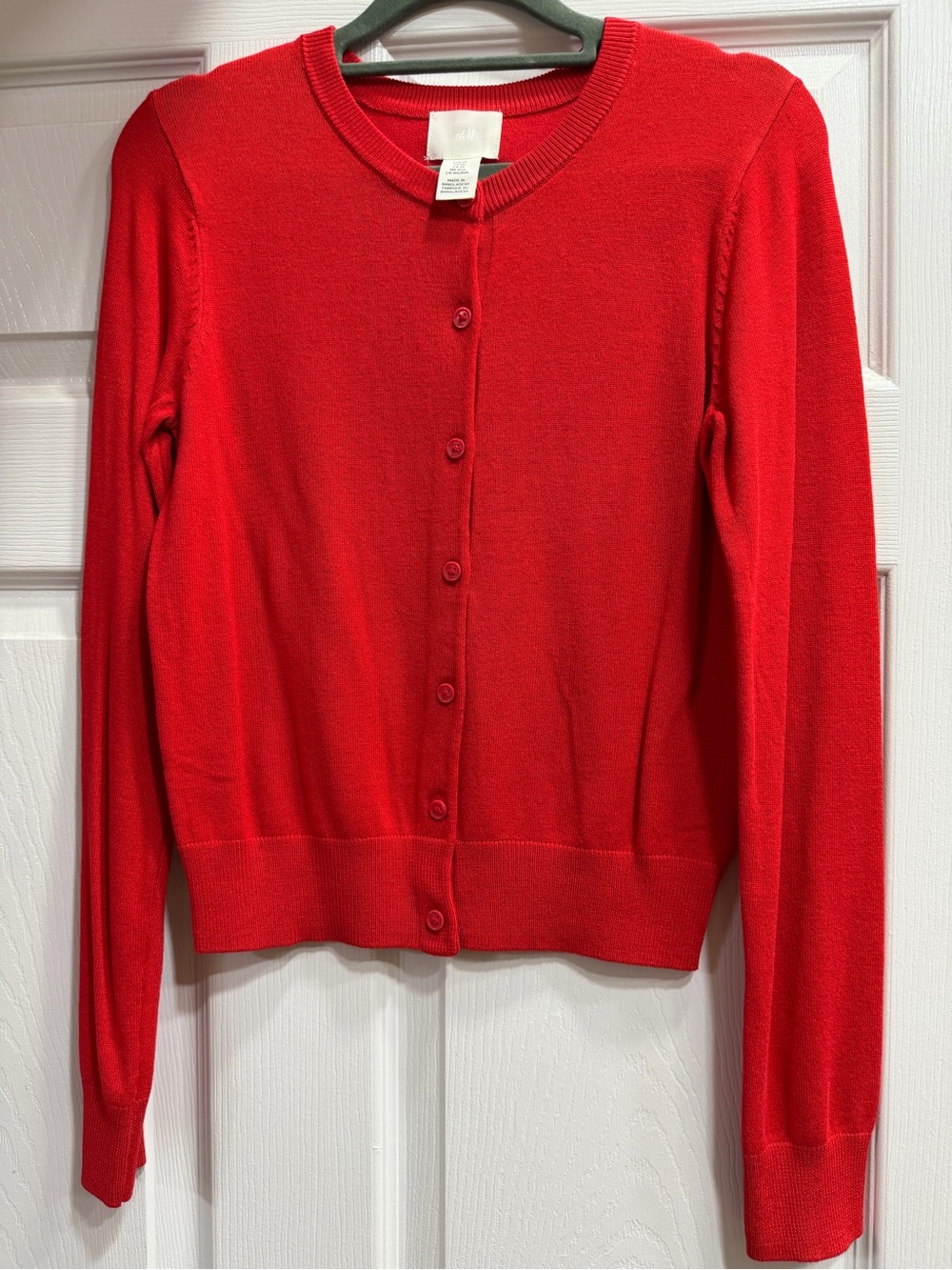 H&M Bright Red Women's Crewneck Button Cardigan